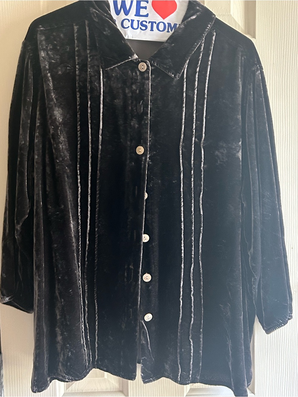 J Jill Steel Gray Velour Velvet Shirt Blouse Tunic L